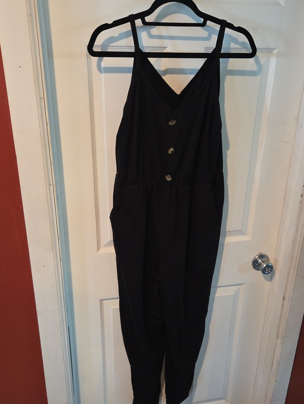 Black Sleeveless Button-Front Jumpsuit